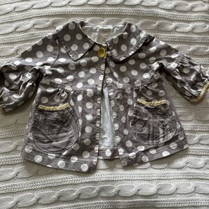 Persnickety 18 Months Girls Jacket Polka Fits City Names Gray Yellow Baby Collar
